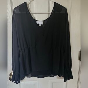 Nordstrom Rack - EUC Black Sheer Long Sleeve Blouse.